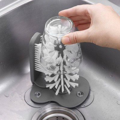 Lazy cup cleaning tools milk tea shop suction cup glass cleaning brush household kitchen 360 degree rotating cup brush