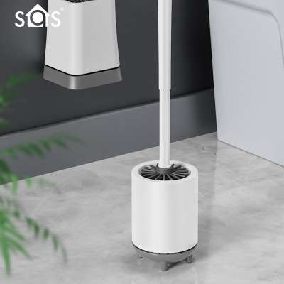 Eco friendly houseware cleaning bathroom wc scrubber long handle wall mounted toilet brush set