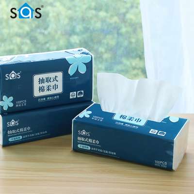 Hot sale facial cotton tissue Disposable non-woven 100% cotton facial tissue towel