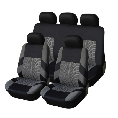 Polyester Cloth Tire Track Design Car Seat Covers Sets Universal Fit